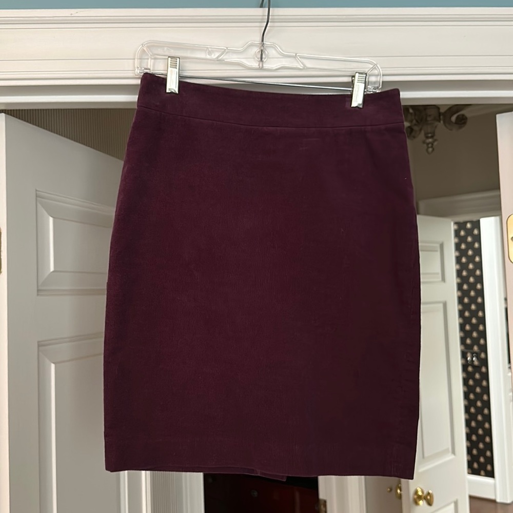 Deep merlot colored J Crew corduroy skirt